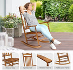 VINGLI Wooden Rocking Chair Outdoor Set of 2, Patio Rockers - Image 4