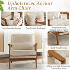 VINGLI Solid Wood Wide Armrests Accent Chair, Upholstered Mid Century Modern - Image 5