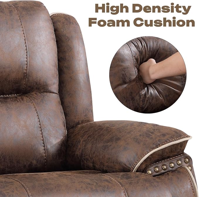 EBELLO Manual Recliner Sofa Set, Faux Leather Reclining Loveseat and 3 Seater - Image 5
