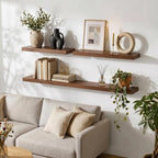 fuqing 40 Inch Floating Shelves | 6.7 Inch Deep Dark Wood Floating Shelves - Image 2