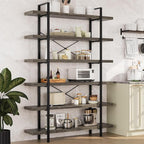 Heavy Duty 6-Tier Industrial Bookcase, 120lbs Shelf Capacity, Rustic Open - Image 8