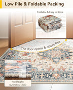 RELEANY Area Rugs 4'x5' Washable Non-Slip, Floral Vintage Distress Print - Image 4