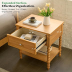 AMERLIFE 24" Wood Nightstand Set of 2, Vintage Bedside Table - Image 6