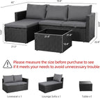 Shintenchi 4 Pieces Patio Furniture Sets, Outdoor Sofa Patio Sectional Sets All - Image 4
