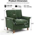 Mid Century Modern Accent Chairs Set of 2, Chenille Comfy Living Room Arm Chairs - Image 2