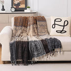 Boho Throw Blanket, Chenille Jacquard Tassels Throw Blankets - Image 3