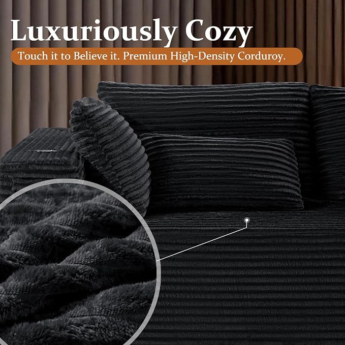138" Cloud Sectional Couch, Comfort L Shaped Boneless Couch - Image 8