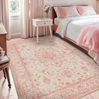 RELEANY Area Rugs 5'x7' Washable Non-Slip, Floral Vintage Distress Print - Image 3