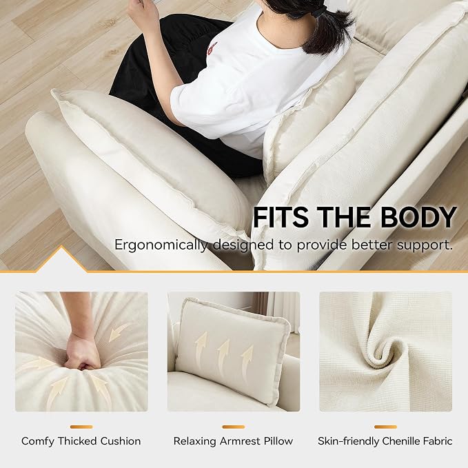 147'' Sectional Cloud Deep Seat Couch, Oversized Chenille U Shaped Sectional - Image 4