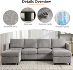 WUTUTUEE 83' Modular Sectional Sofa Convertible L Shaped Couch Set - Image 3