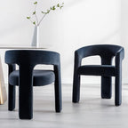 RIVOVA Modern Barrel Dining Chair, Velvet Upholstered Accent Side Chair - Image 3