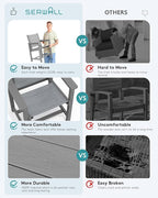 SERWALL Patio Dining Sets for 6, Outdoor HDPE Dining Set - Image 3