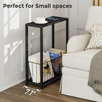 Homleke Narrow Side Table with Magazine Holder, Skinny End Table Perfect - Image 3
