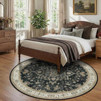 RELEANY Area Rugs Round 8ft Washable Non-Slip, Floral Vintage Distress Print - Image 3