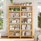 FOTOSOK 6-Tier Bamboo Shelf, Bamboo Bookcase - Image 5