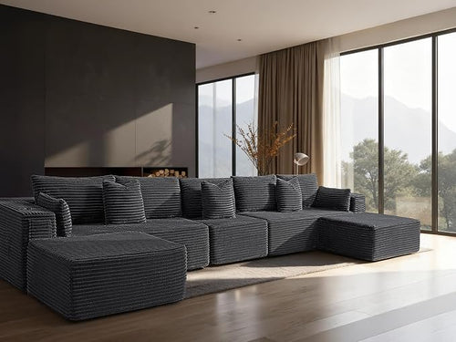 168" Cloud Sectional Couch, Comfort U Shaped Sofa by VYUXWO