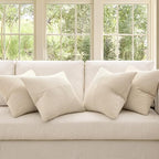 MIULEE Beige Throw Pillow Covers 18x18 Inch Set of 4 Boho Patchwork Cushion - Image 2