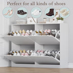 BORNOON Shoe Cabinet with 4 Flip Drawers, Narrow Hidden Shoe Storage Cabinet - Image 4