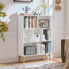 LEYAOYAO Cube Bookshelf 3 Tier Mid-Century White Modern Bookcase - Image 2
