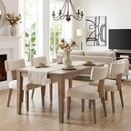 HNY Mid Century Modern Dining Chairs Set of 4, Farmhouse Linen Fabric - Image 7