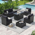 Aoxun Patio Furniture Set with 44'' Fire Pit Table, Widen Armrests Wicker by Aoxun