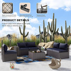 Kullavik Outdoor Patio Furniture Set, 12 Pieces Sectional Rattan Sofa Set Brown - Image 3