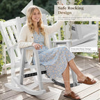 Greesum Set of 2 Outdoor Rocking Chair, Rust-Proof & UV-Resistant, Comfortable - Image 3