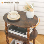 MaxSmeo Side Table, 3-Tier Small End Table, Modern Oval Night Stand Accent Table - Image 6