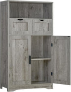 Iwell Storage Cabinet with 2 Drawers & 2 Adjustable Shelves, Kitchen Cabinet by IWELL