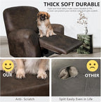 ANARACHON Leather Like Recliner Chair Covers Heavy Duty, 4 Pieces Recliner Cover - Image 3