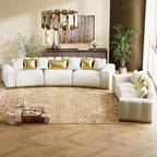Oversized Luxury Chesterfield Sofa Set Velvet Beige and Gold Couch - Image 9