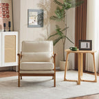 Karl home Accent Chair Wide Armrest Mid-Century Lounge Chair Linen Fabric - Image 5