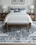 RELEANY Area Rugs 9'x12' Washable Non-Slip, Floral Vintage Distress Print - Image 2