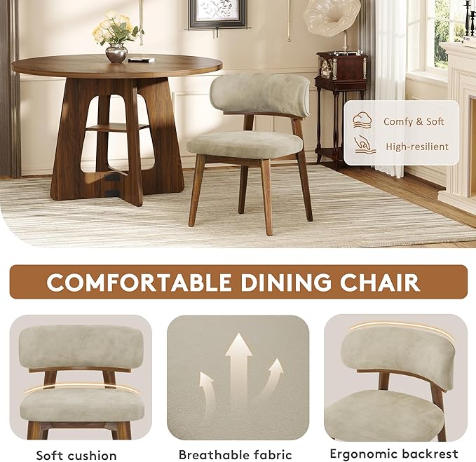 Dining Chairs Set of 4, Modern Upholstered Dining Chairs, Wooden Kitchen Chairs - Image 4