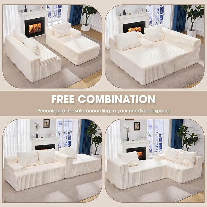 Hobestluk Modular Sectional Sofa Couches L-Shape Couch 3 Seat Modular Sofa - Image 8