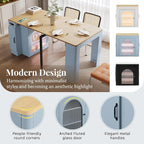 Extendable Dining Table with 3 Removable Middle Leaves, Mobile Rolling Island - Image 5