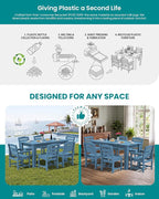 SERWALL HDPE Dining Set for 6: 1 Umbrella Hole Table, 4 Armless + 2 Armchairs. - Image 7