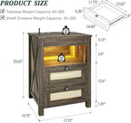 Farmhouse Night Stand with Gun Drawer, Bedside Table with Charger Station - Image 2