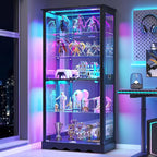 Dystler Display Cabinet with Glass Doors, LED Display Case with Removable Shelf - Image 9