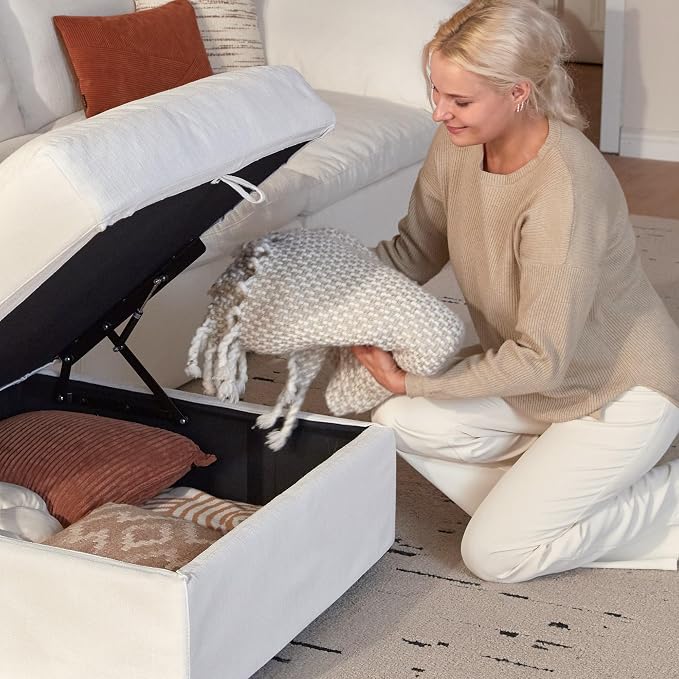Cloud Couch Sectional 146.5'' Oversized Modular Deep Seat Sofa Bed Comfy White - Image 5