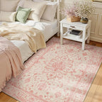 RELEANY Area Rugs 3'x5' Washable Non-Slip, Floral Vintage Distress Print by RELEANY