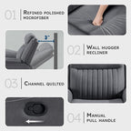 Lexicon Manual Double Reclining Sofa, Polished Microfiber Upholstered 3 Seater - Image 3