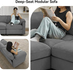 87.5'' L Shaped Modular Sectional Sofa, 3 Seater Cloud Couch - Image 6