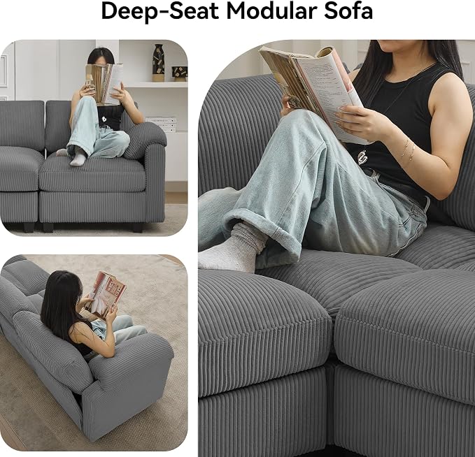 87'' V-Shaped Sectional Sofa Couch, 5-Seater Modular Couches - Image 6