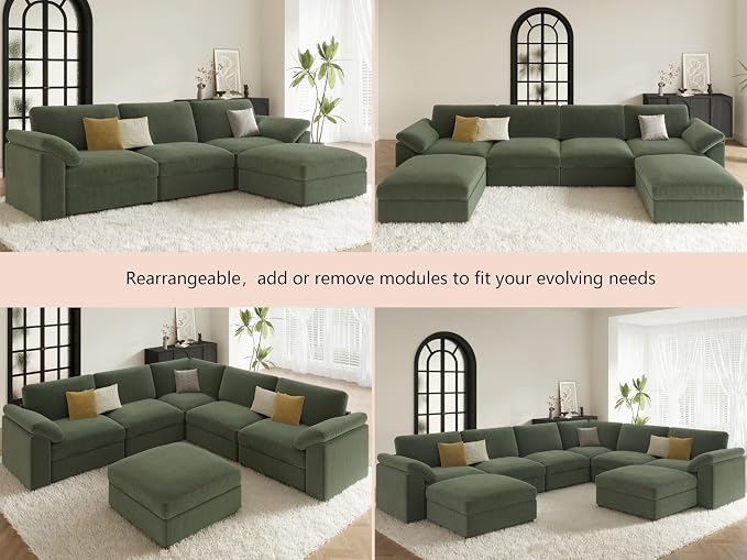 EASE MOOSE Oversized Sectional Modular Sofa, Deep Seat Modular Sectional Cloud - Image 7