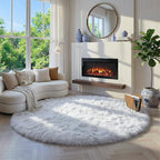 White Round Rug 6Ft for Bedroom, Circular Circle Area Rugs for Living Room - Image 3