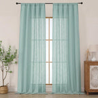 Chyhomenyc Extra Long Aqua Green Semi Sheer Curtains 120 Inches Long 2 Panels by Chyhomenyc