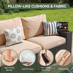 Aoxun Patio Furniture Set, Widen Armrests Wicker Outdoor Sectional - Image 4