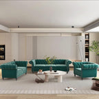 Chesterfield 3 Seater Sofa, Modern Velvet Tufted Couch 3 Seater - Image 5