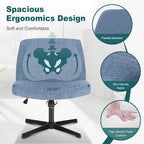 OLIXIS Criss Cross Chairs Legged Armless No Wheels Wide Seat Height Adjustable - Image 4